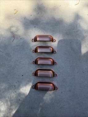 Pull Drawer Handles in Copper Finish - Set of 5